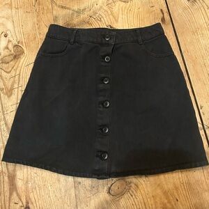 Jungmaven Black Button-Front Mini Skirt